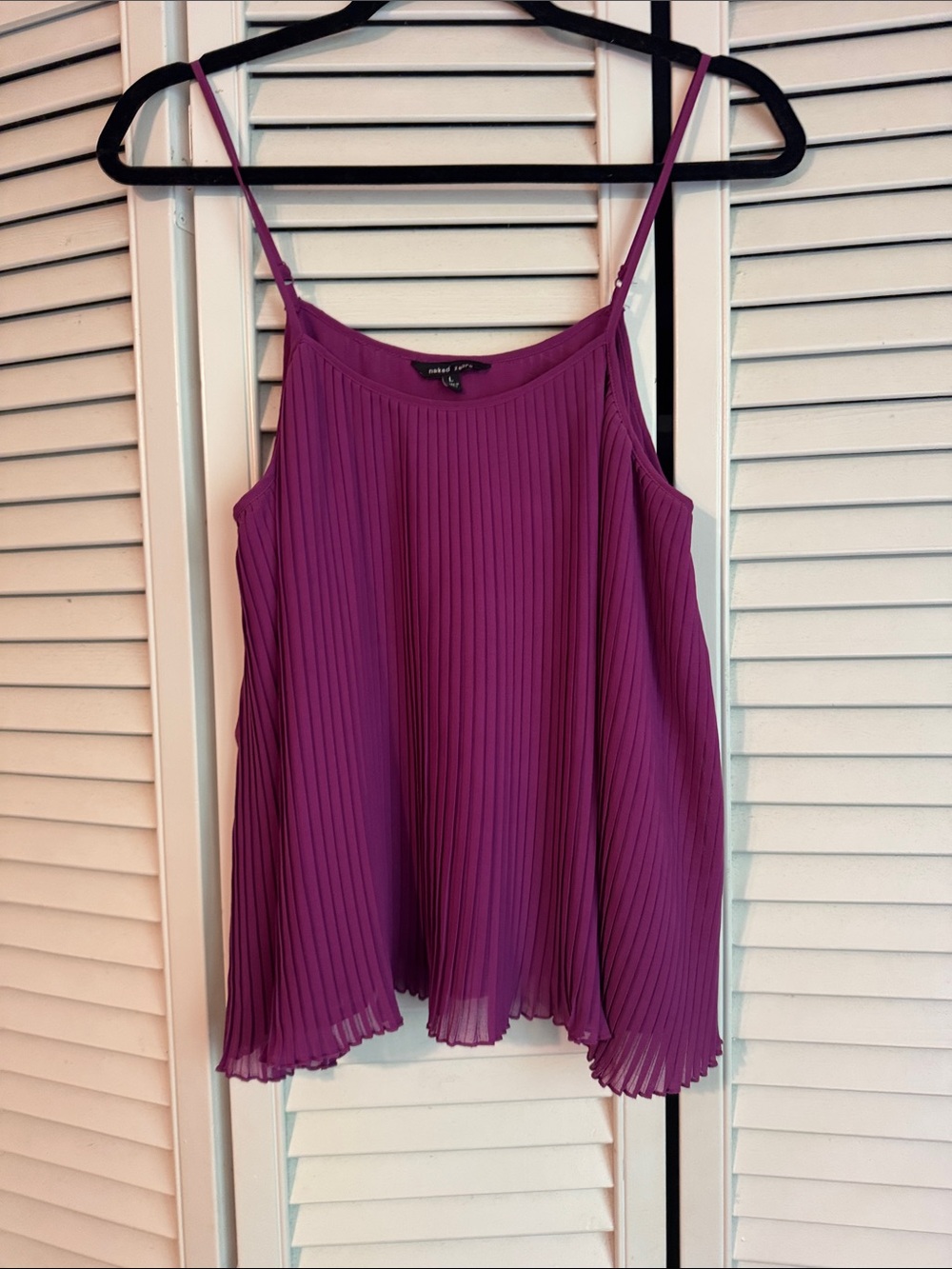 Naked Zebra Purple Pleated Spaghetti Strap Camisole